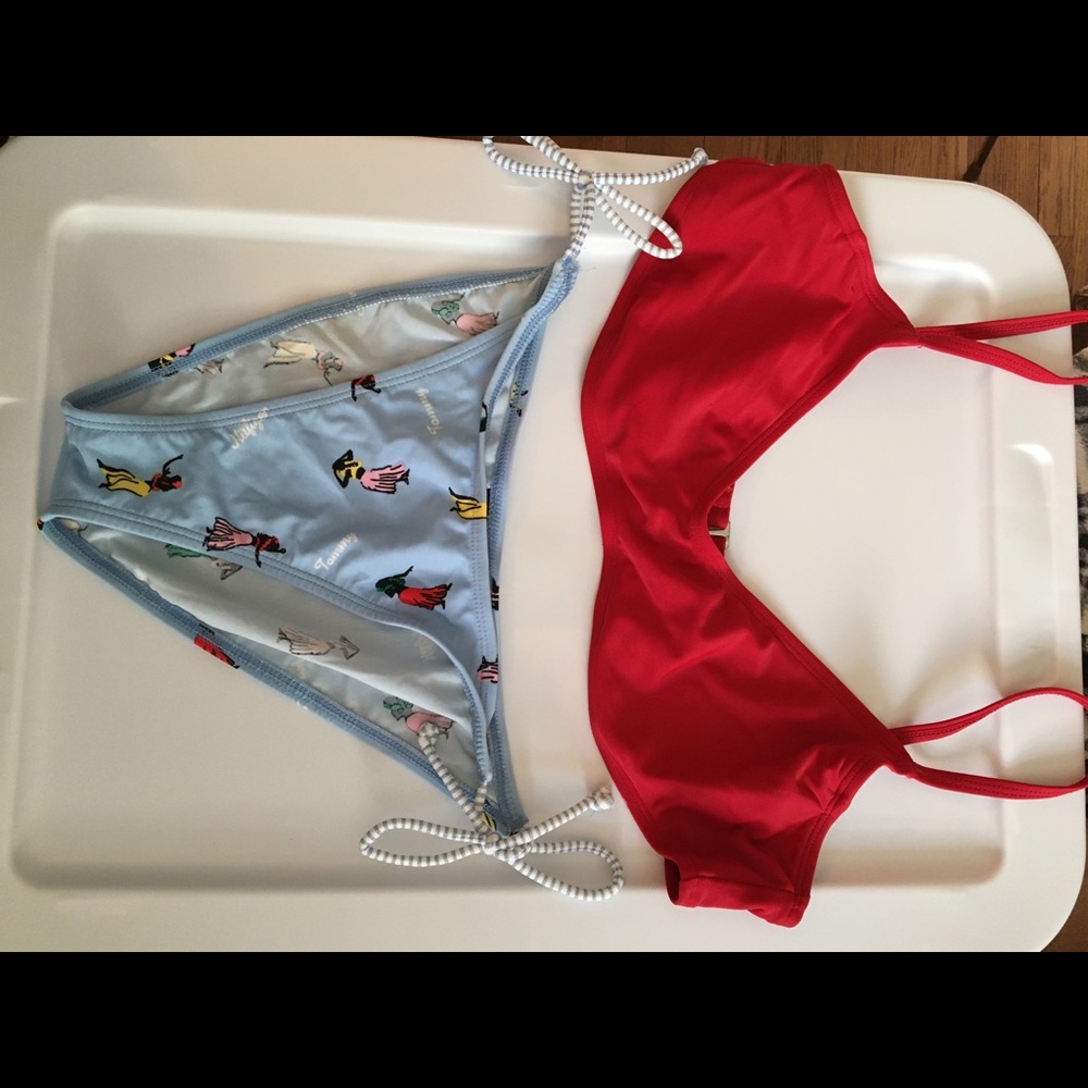 Tommy Hilfiger Junior S Swim Bikini Light Blue &Hula Girl Pattern w/ side ties